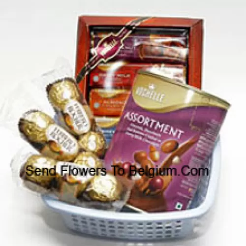 3 Small Packs Of 3 Pcs Ferrero Rocher Accompanied With Two Boxes Of Imported Vochelle Chocolate (This Product Needs To Be Accompanied With The Flowers. Also Note That We Will Replace Vochelle With Any Other Chocolates Of Equal Value In Case Of Non-Availability)